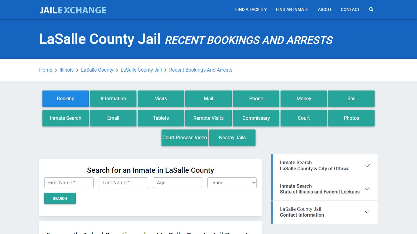 LaSalle County Jail Recent Bookings And Arrests - Jail Exchange