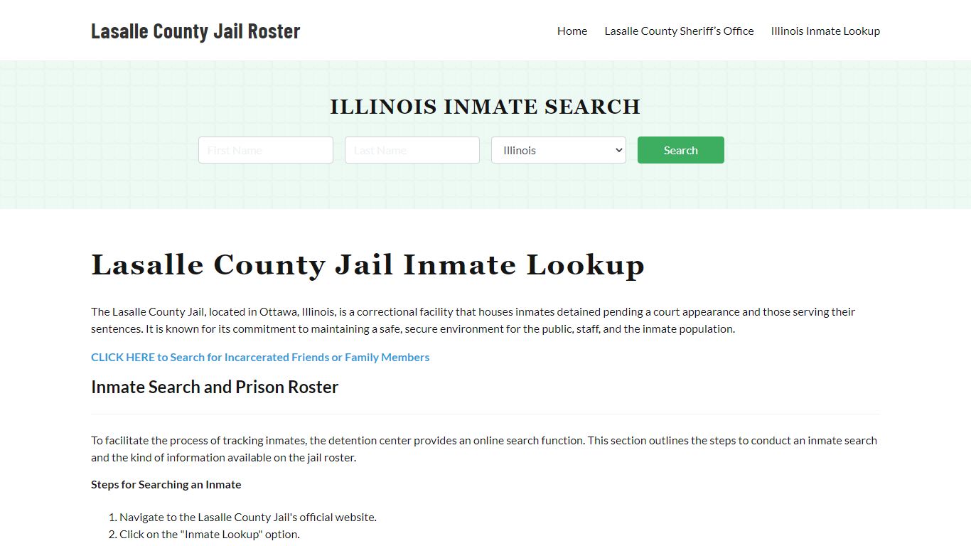 Lasalle County Jail Roster Lookup, IL, Inmate Search